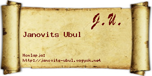 Janovits Ubul névjegykártya